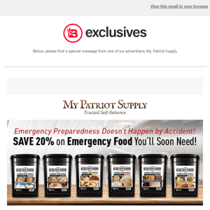 Do you have enough emergency food yet? SAVE 20% today.10.11.22 Blaze-save20percent.htmlHTML