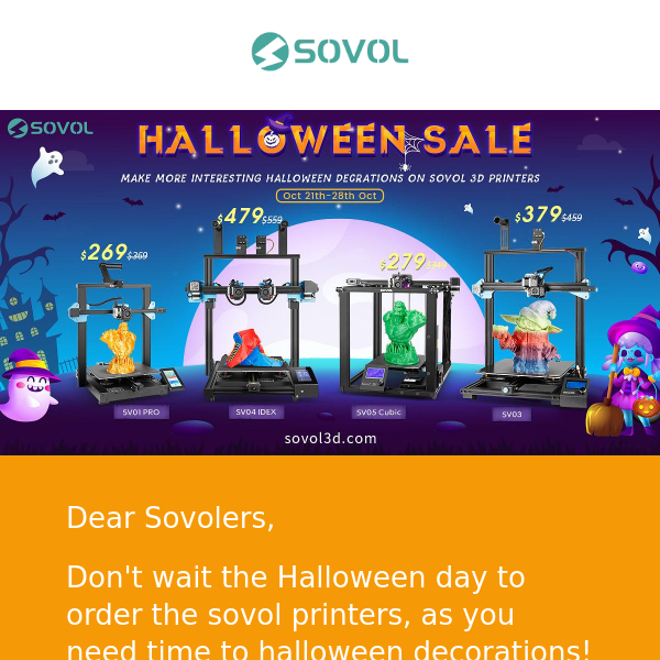 Sovol SV06 Halloween Sale⚡ SV04 $479, SV01PRO $269 and more!