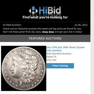 Wednesday's Great Deals From HiBid Auctions - July 26, 2023