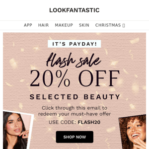 PAYDAY FLASH SALE ⚡ 20% Off Beauty!