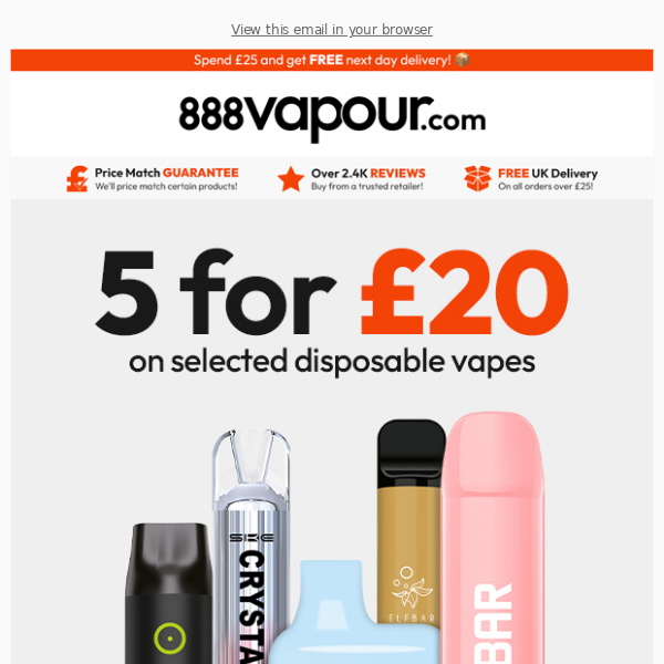 Buy any 5 of these disposable vapes for only £20! 😍