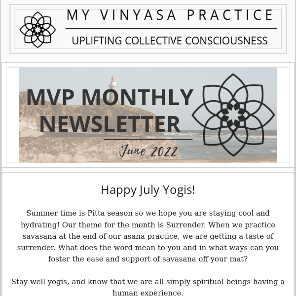 My Vinyasa Practice | July Newsletter