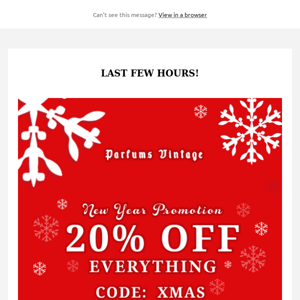 Last few hours - 20% off everything