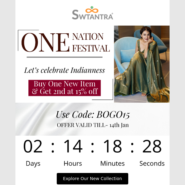 Hi Swtantra, Let's Celebrate Indianness with Swtantra trendy designs with amazing 15% off!