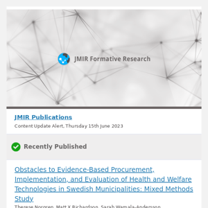 [JFR] Obstacles to Evidence-Based Procurement, Implementation, and Evaluation of Health and Welfare Technologies in Swedish Municipalities: Mixed Meth