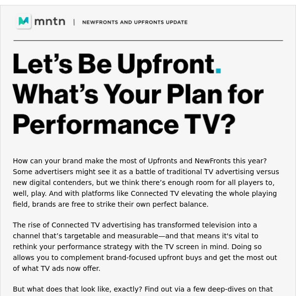 MNTN | NewFronts and Upfronts Update