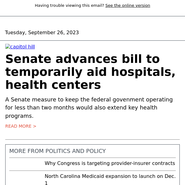 Senate advances bill to temporarily aid hospitals, health centers