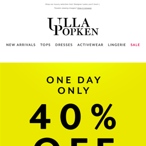 40% OFF - One Day Only