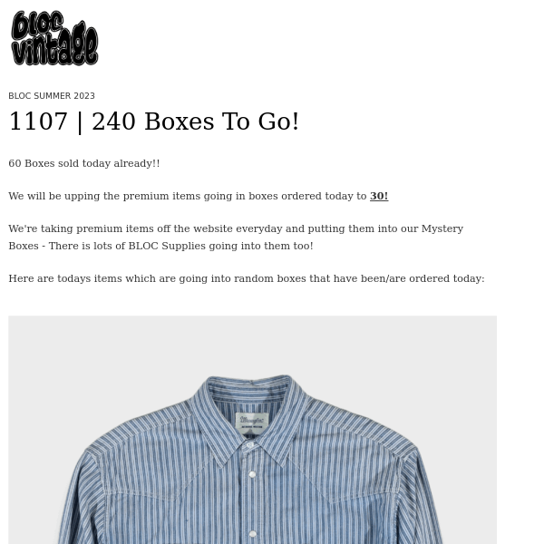 1107 | SIXTY boxes sold today! ♻️