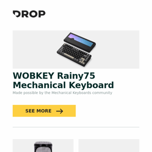 WOBKEY Rainy75 Mechanical Keyboard, CAD Audio PM1200 PodMaster Super-D Microphone, Piifox Canvas Side-Legend PBT Keycap Set and more...