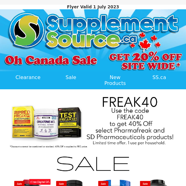 🇨🇦Celebrate Canada Day w/ 20% Off Site Wide + Exclusive Pharmafreak Deals🇨🇦