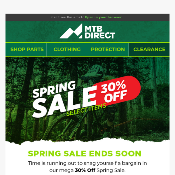 Get 30% Off Thousands of MTB Products in Our Mega Spring Sale