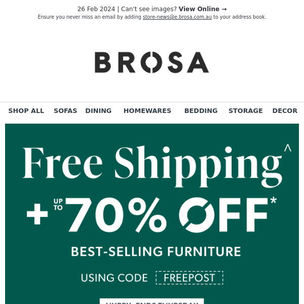 Free Shipping + Up to 70% OFF Best-Selling Furniture Ends Thursday!