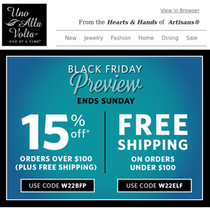 Free Shipping + 15% Off!