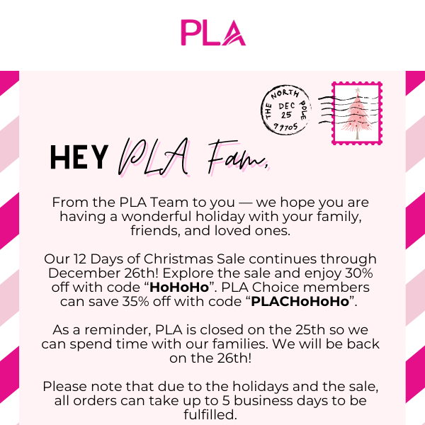 Merry Christmas From the PLA Team!💕