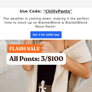 Flash Sale: All Pants, 3 for $100