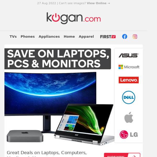 Apple, Acer, LG & More Laptops & Computer Monitor Deals - Hurry, Only While Stocks Last