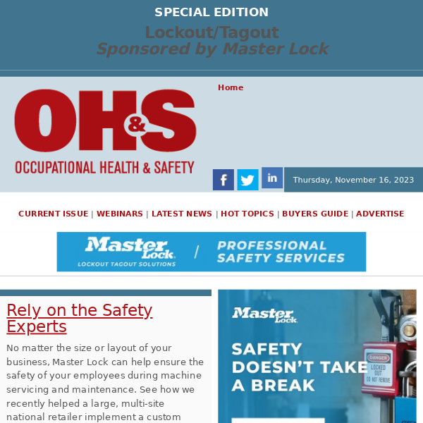 Special Edition: Lockout/Tagout