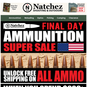 Final Day - Ammunition Super Sale with Free Shipping on ALL Ammo
