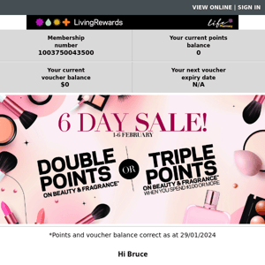 6 Day Bonus Point Offers On Now!