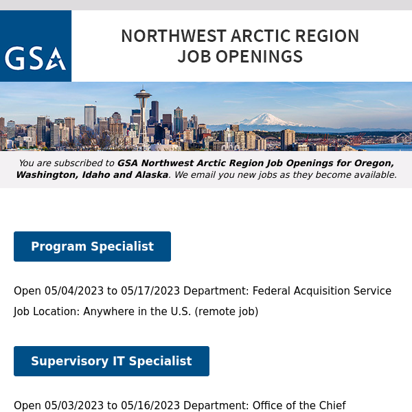 New/Current Job Opportunities in the GSA Northwest Arctic Region