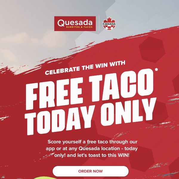 TACOS on us ! Today only!🇨🇦🥳