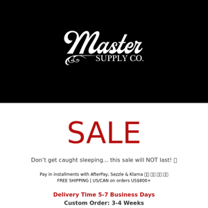 Master Supply CoFINAL COUNT DOWN | BLACK FRIDAY SALE | LIMITED STOCK