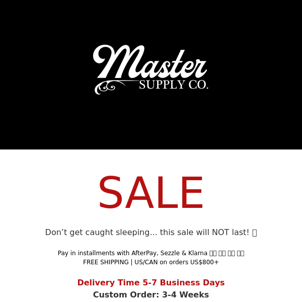 Master Supply CoFINAL COUNT DOWN | BLACK FRIDAY SALE | LIMITED STOCK