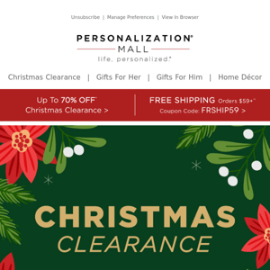 70% Christmas Clearance Sale Starts Now! Free Shipping Over $59