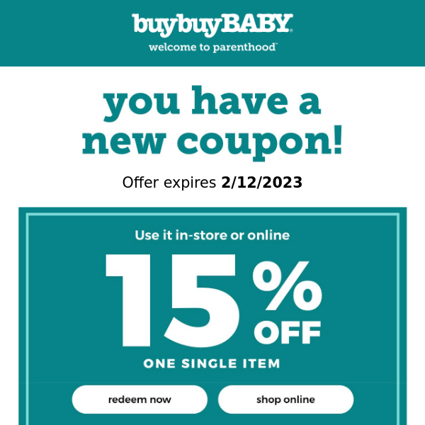 JUST FOR YOU: 15% off!