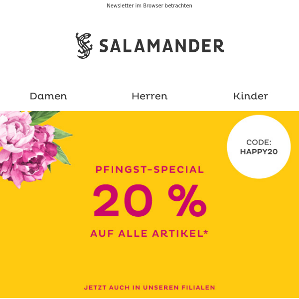 Jetzt auch in unseren Filialen! 20 % auf alle Artikel