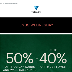 Take a look | 50% off holiday cards + wall calendars 👀 