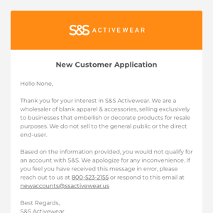 S&S Activewear Account Request