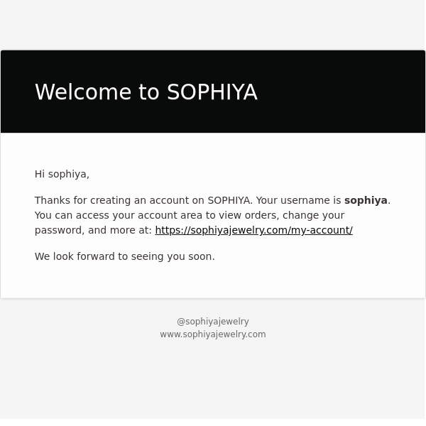 Your SOPHIYA account has been created!