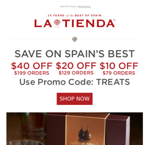 Save Up to $40 Off Your Order of Spanish Gourmet Treats, Just in Time for Valentine's Day Delivery