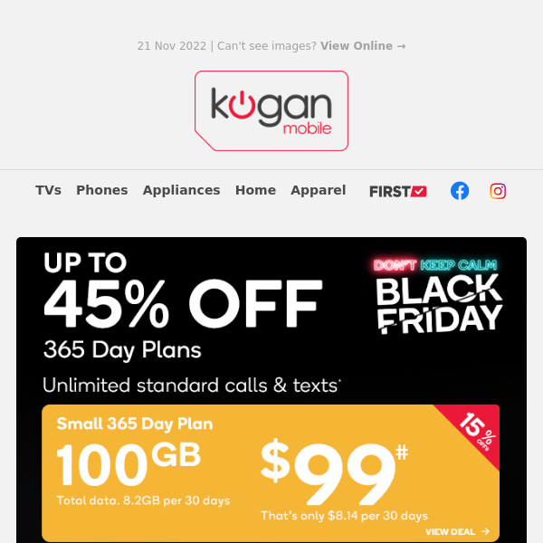 Up to 45% OFF 365 Day Plans for Black Friday
