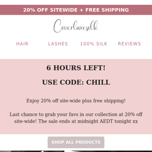 💗 6 hours left.. 20% off site-wide!