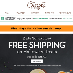 Ends tomorrow >> FREE shipping on Halloween treats.
