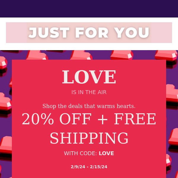 20% OFF + FREE SHIPPING!!