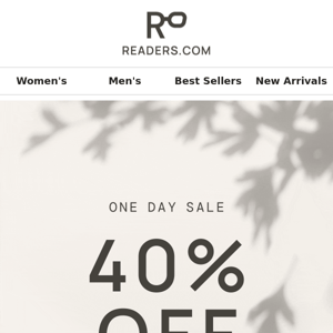 Save 40% on readers, today only! ⏰