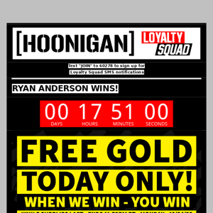 TODAY ONLY - FREE GOLD