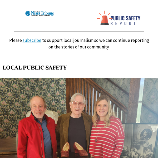 Public Safety Report: Ruby slippers returned to owner; second man indicted in theft and other stories