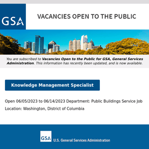 New/Current Job Opportunities at GSA Open to the Public (All U.S. Citizens)