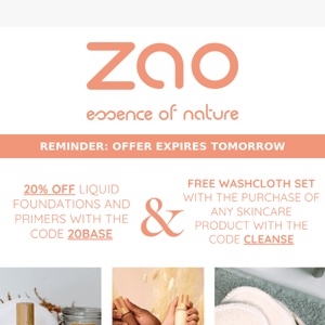 Reminder: 20% OFF Foundations and Primers + FREE Washcloth set with any skincare purchase