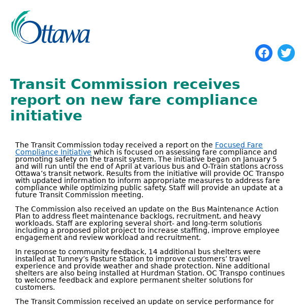 Transit Commission receives report on new fare compliance initiative