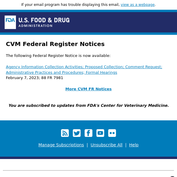 CVM Federal Register Notices