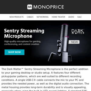 NEW ARRIVAL | Dark Matter Sentry Streaming Microphone | High‑quality for Gaming, Conferencing, and Content Creation