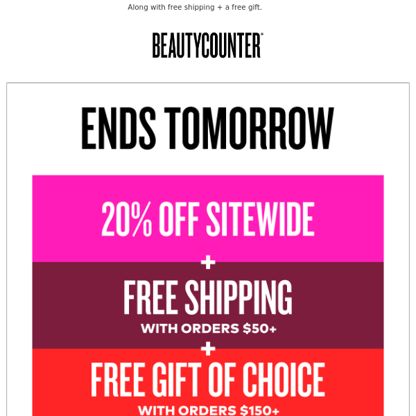 20% off sitewide ends TOMORROW