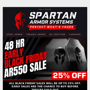 Final Early Black Friday Sale for AR550 products!