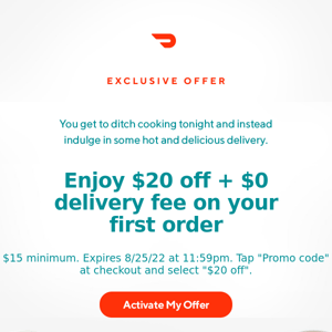 DoorDash, here’s $20 off your 1st delivery